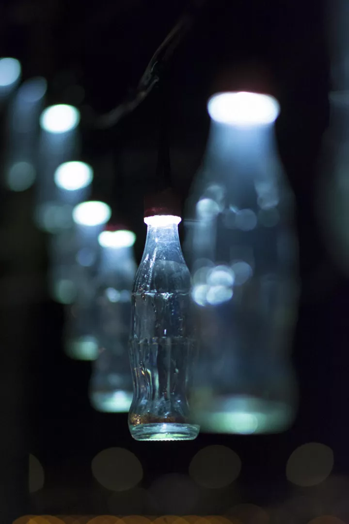 Lit up glass bottle fairy lights